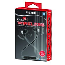 Maxell Bass13 Wireless Rubberized Earbuds with Mic, Black