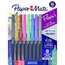 Paper Mate Flair Metallic Markers, Assorted Colours, 8/pkg