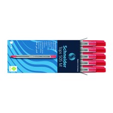 Schneider Tops 505 Ball Point Stick Pens, Medium, Red, 10/box