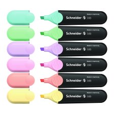 Schneider Job Highlighters, Chisel Tip, Assorted Pastel Colours, 6/pkg