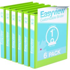 Davis Group Easyview Premium Round Ring Binders, 1", Lime Green, 6/pkg