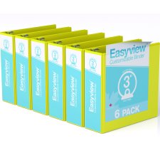 Davis Group Easyview Premium Round Ring Binders, 3", Yellow, 6/pkg