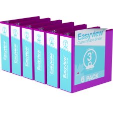 Davis Group Easyview Premium Round Ring Binders, 3", Pink, 6/pkg