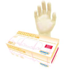 RONCO LE2 Latex Examination Gloves, Medium, Tan, 100/box