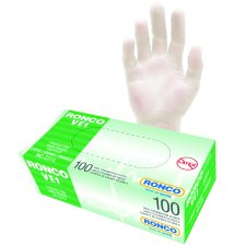 Ronco VE1 Vinyl Examination Gloves, Large, 100/bx