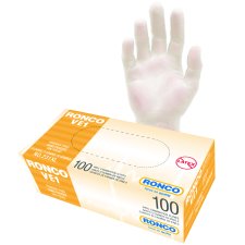 Ronco VE1 Vinyl Examination Gloves, XLarge, 100/bx