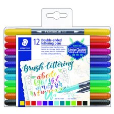 Staedtler Double-Ended Lettering Pens, Assorted Colours, 12/pkg