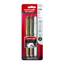 uni-ball Impact Metallic Gel Pens, 1.0mm, 3/pkg