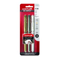 uni-ball Impact Metallic Gel Pens, 1.0mm, 3/pkg