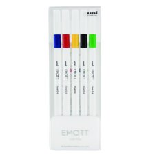 uni-ball Emott Fine Line Markers, 0.4mm, Assorted Colours, 5/pkg