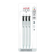 uni-ball ONE Retractable Gel Pens, 0.7mm, Black, 3/pkg