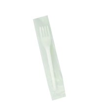 Compostable Individually Wrapped Forks, Nautral White, 750/cse