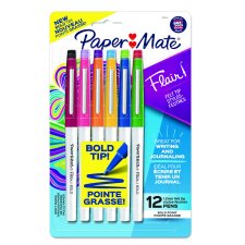 Paper Mate Flair Felt Tip Pens, 1.2mm, Assorted Colours, 12/pkg