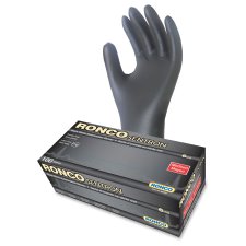 RONCO Sentron Nitrile Powder Free Gloves, Medium, Black