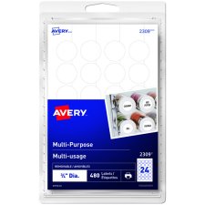 Avery® Print or Write Multi-Purpose Removable Labels 3/4" Round  480/pkg