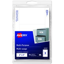 Avery® Print or Write Multi-Purpose Removable Labels, 3" x 2", 75/pkg