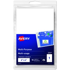 Avery Print or Write Multi-Purpose Removable Labels, 6" x 4", 15/pkg