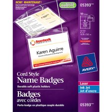 Avery Name Badge Kit, Hanging Cord Style, 3" x 4", 50/box