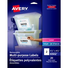 Avery® Removable I.D. Labels, 8-1/2" x 5-1/2", White, 20/pkg