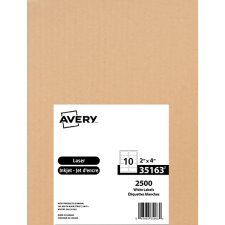 Avery White Shipping Labels, 2" x 4", White, 2500/pkg