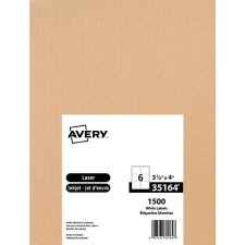 Avery White Shipping Labels, 3-1/3" x 4", White, 1500/pkg