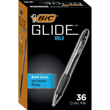 Bic Glide Bold Retractable Ball Point Pen, Extra Bold Point, Black, 36/bx