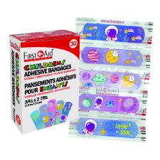 First Aid Central® Children's Adhesive Bandages, 3/4" x 2-7/8", 30/box