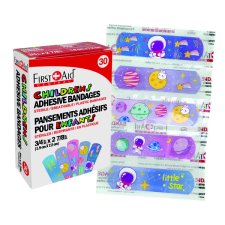 First Aid Central Children's Adhesive Bandages, 3/4" x 2-7/8", 30/box