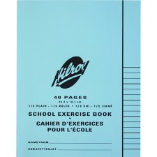 Hilroy Exercise Book, 1/2 Plain, 1/2 Ruled, 9-1/8" x 7-1/8", 40 pages