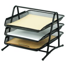 Merangue Mesh Document Tray, 3-Tiered, Black