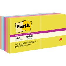 Post-it Super Sticky Notes, 3" x 3", Summer Joy Colours, 12/pkg