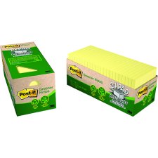 Post-it Greener Notes Cabinet Pack, 3" x 3", Canary Yellow, 24/pkg