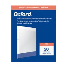 Oxford Side Load Sheet Protectors, 4 mil Vinyl, Letter, 50/box