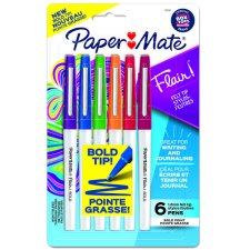 Paper Mate Flair Markers, Bold, Assorted Colours, 6/pkg