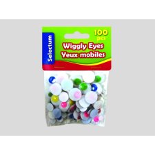 Decorative Wiggly Eyes, Assorted Sizes and Colours, 100/pkg