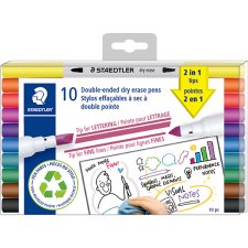 Staedtler Double-Ended Dry Erase Markers, Assorted Colours, 10/pkg