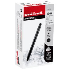 uni-ball Spectrum Retractable Gel Pens, 0.7mm, Black, 12/pkg