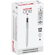 uni-ball ONE Retractable Gel Pens, 0.7mm, Black, 12/bx