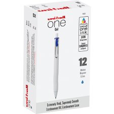 uni-ball ONE Retractable Gel Pens, 0.7mm, Blue, 12/bx