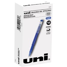 uni-ball Erasable Gel Stick Pens, 0.7mm, Blue, 12/bx