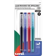 uni-ball Erasable Gel Stick Pens, 0.7mm, Assorted Colours, 4/pkg