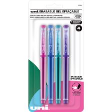 uni-ball Erasable Gel Stick Pens, 0.7mm, Assorted Fashion Colours, 4/pkg