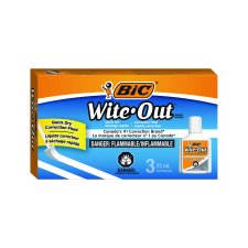 Bic Wite-Out Correction Fluid, 22ml, 3/pkg