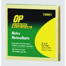 OP Brand Self Adhesive Note Pads, 3" x 3"