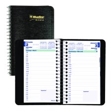 Blueline® Essential Daily Diary, 6" x 3-1/2", Bilingual, Black