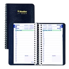 Blueline® Essential Daily Diary, 6" x 3-1/2", Bilingual, Blue