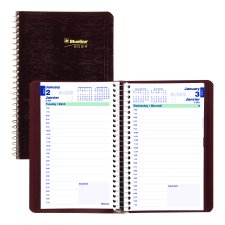 Blueline® Essential Daily Diary, 8" x 5", Bilingual, Burgundy