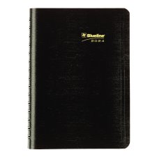 Blueline® Essential PlannerPlus Daily Diary, 8" x 5", Bilingual, Black
