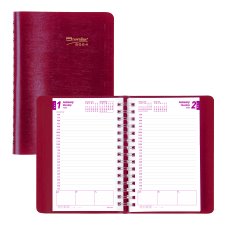 Brownline® Essential Daily Diary, 8" x 5", Red