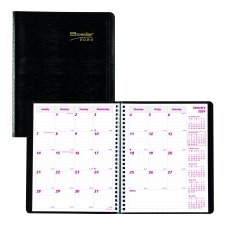 Brownline® Essential Monthly Diary, 8-7/8x7-1/8", Black